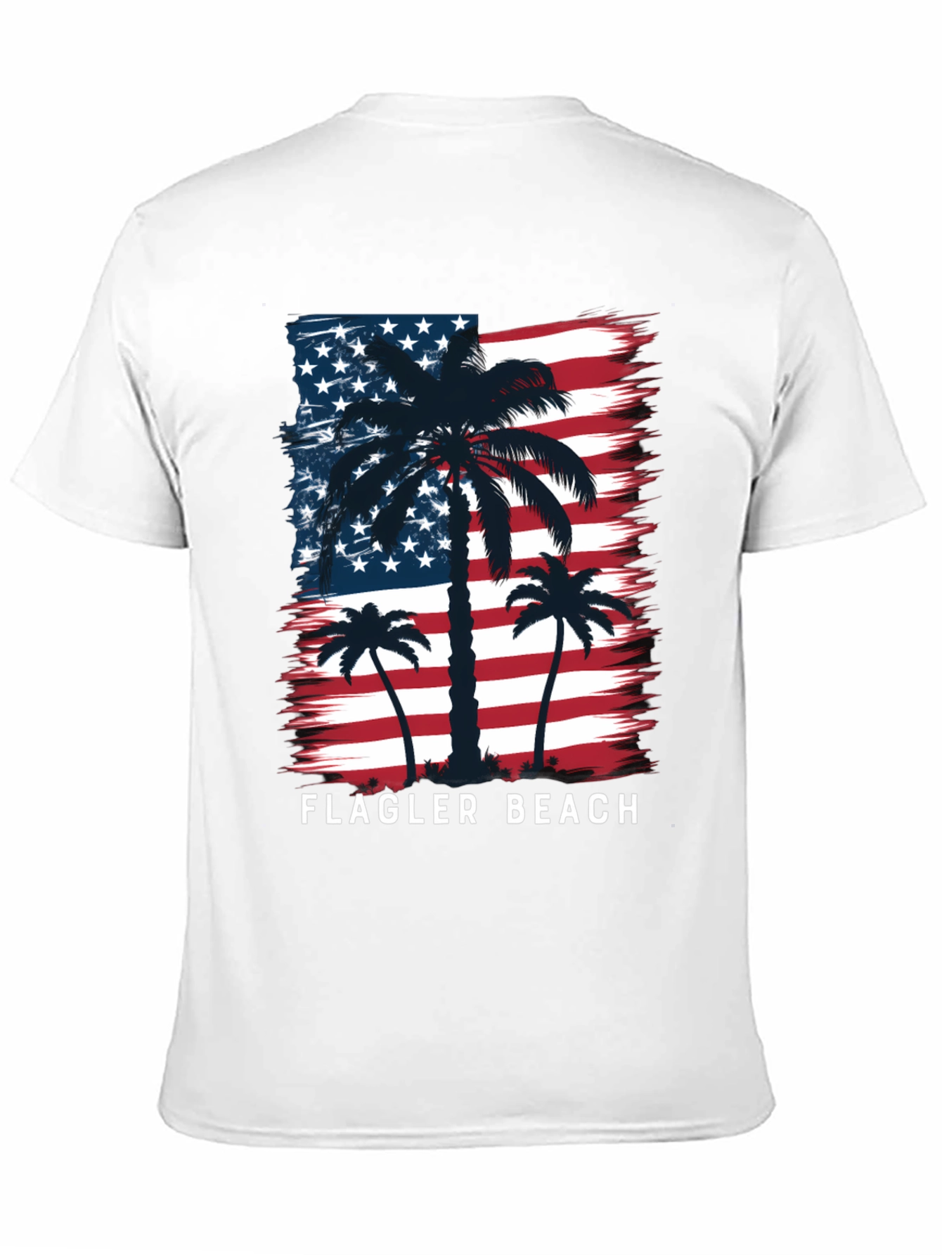 Flagler Beach USA Flag Palm Tree Graphic T-Shirt