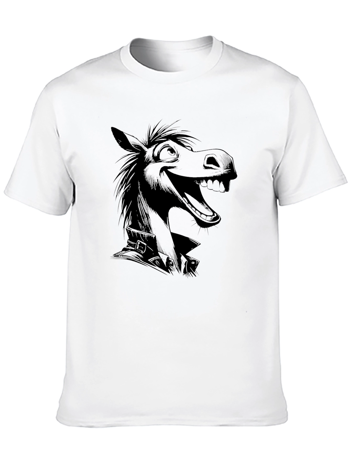 Cartoon Donkey Graphic Black T-Shirt