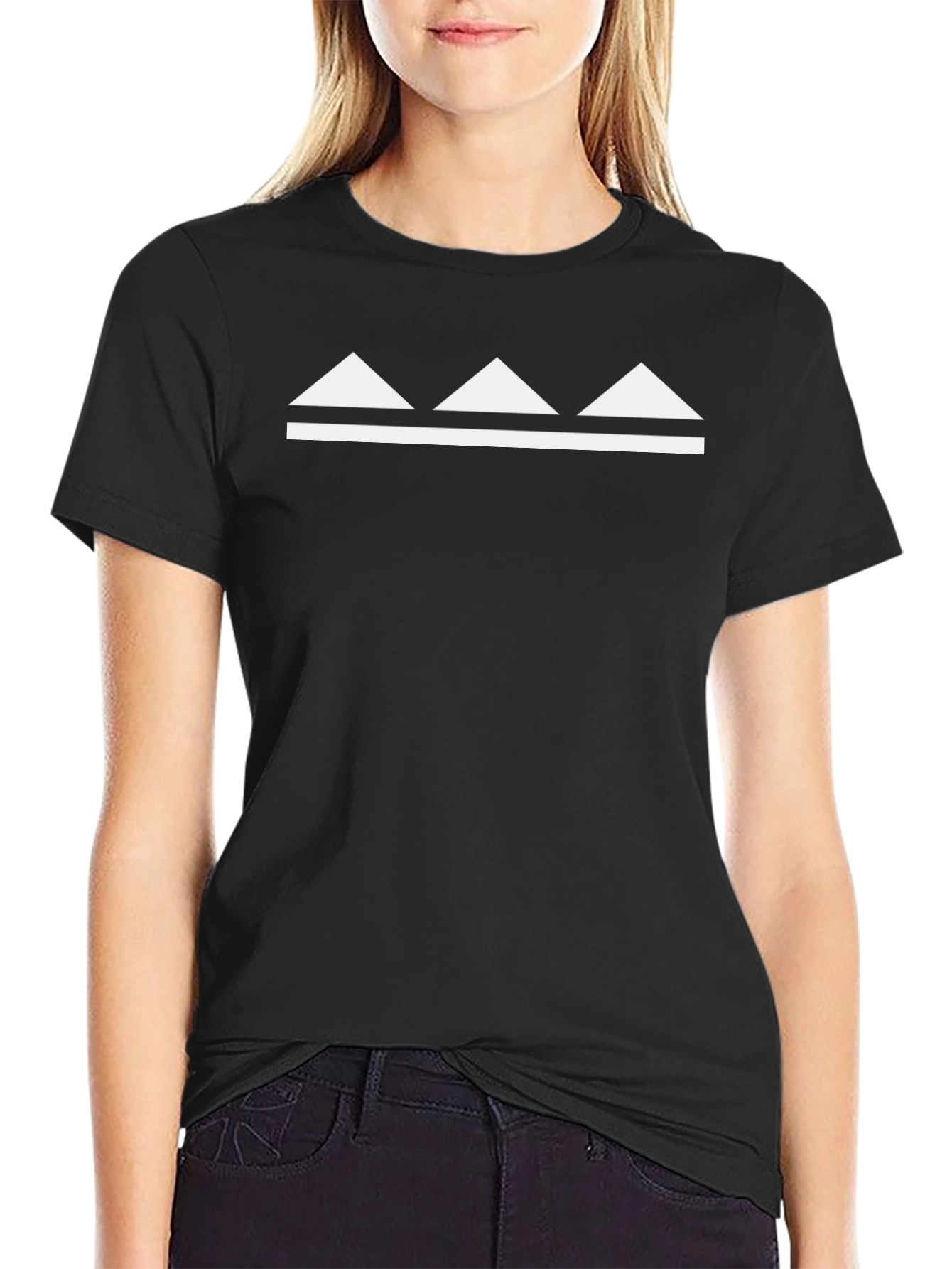 Geometric Mountain Graphic Tee - Black