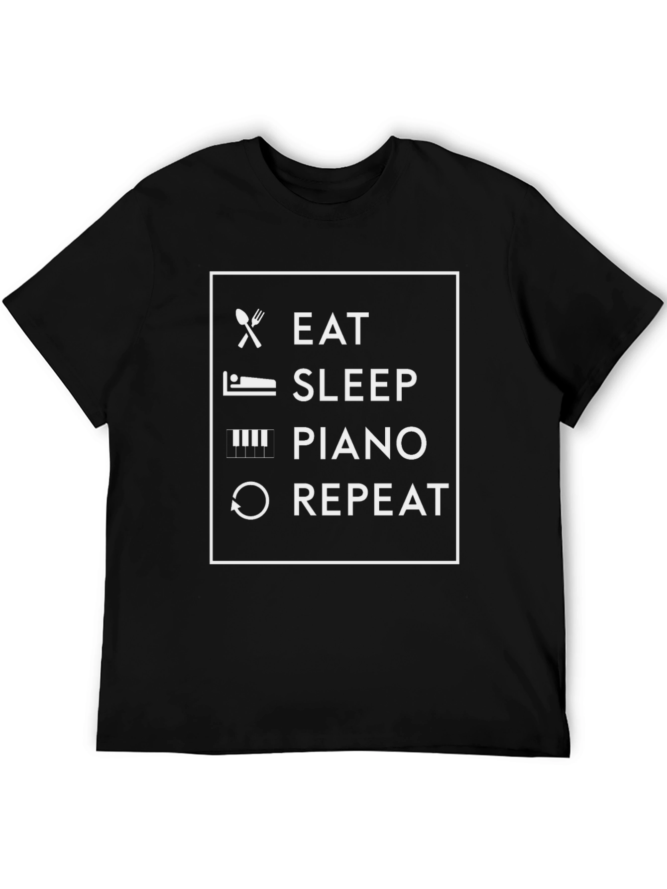 Eat Sleep Piano Repeat T-Shirt - Black