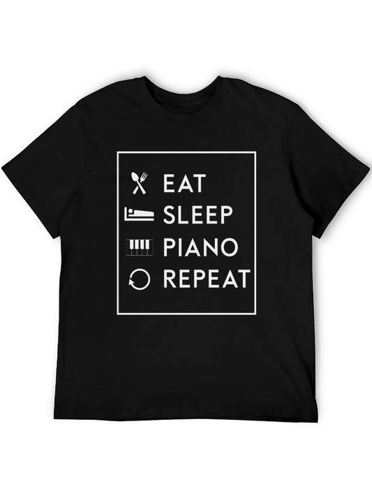 Eat Sleep Piano Repeat T-Shirt - Black