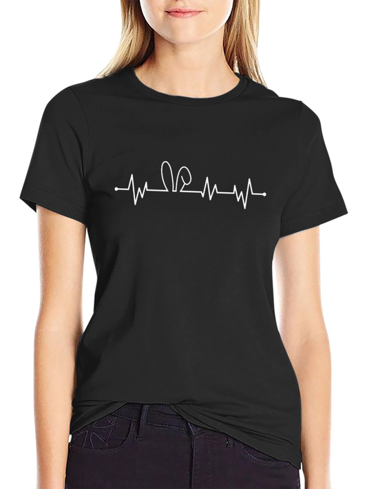 Bunny Heartbeat T-Shirt - Easter Rabbit ECG Tee