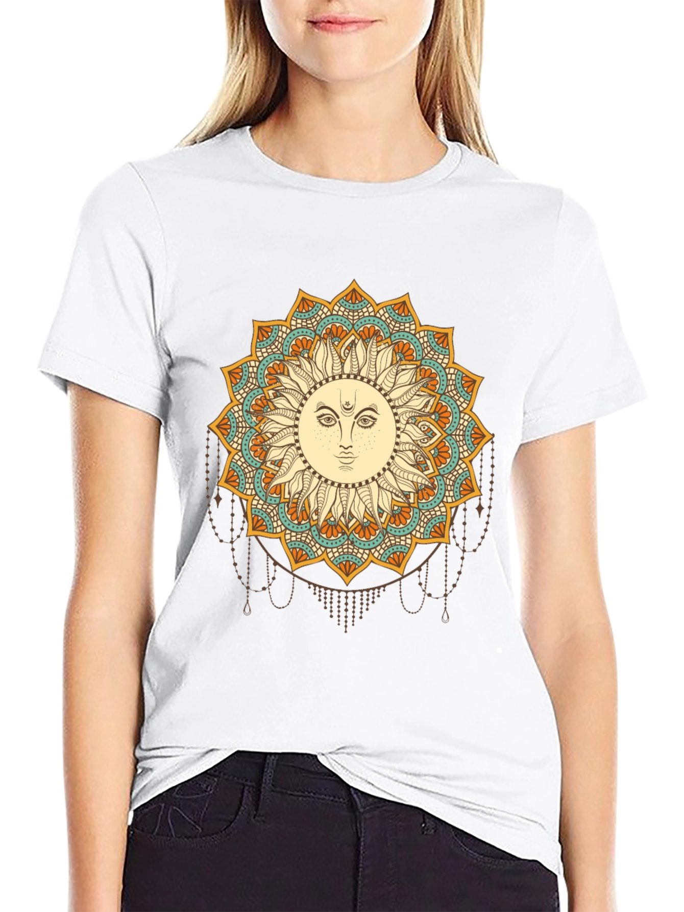 Sun Mandala Graphic Black T-Shirt