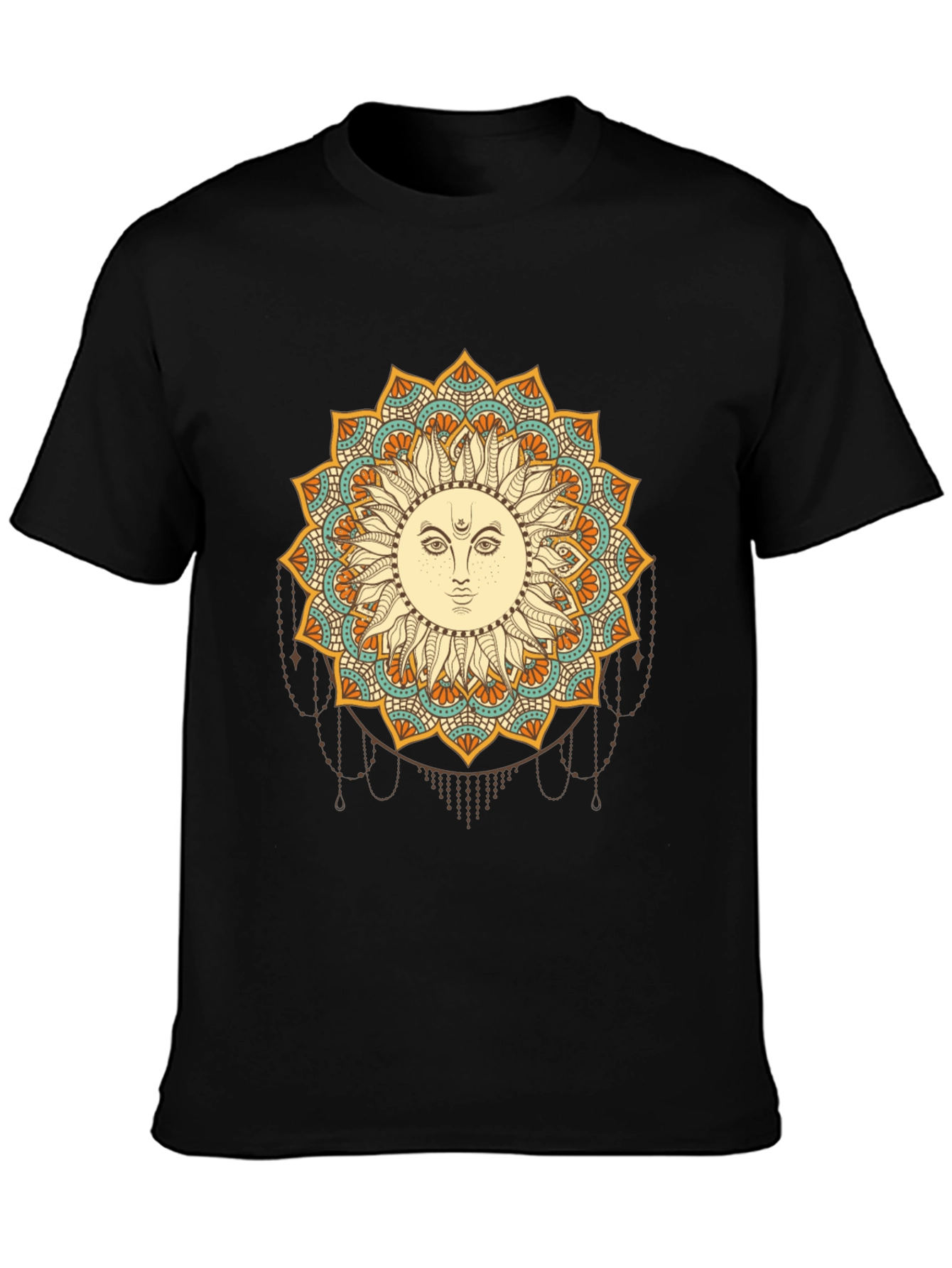Sun Mandala Graphic Black T-Shirt