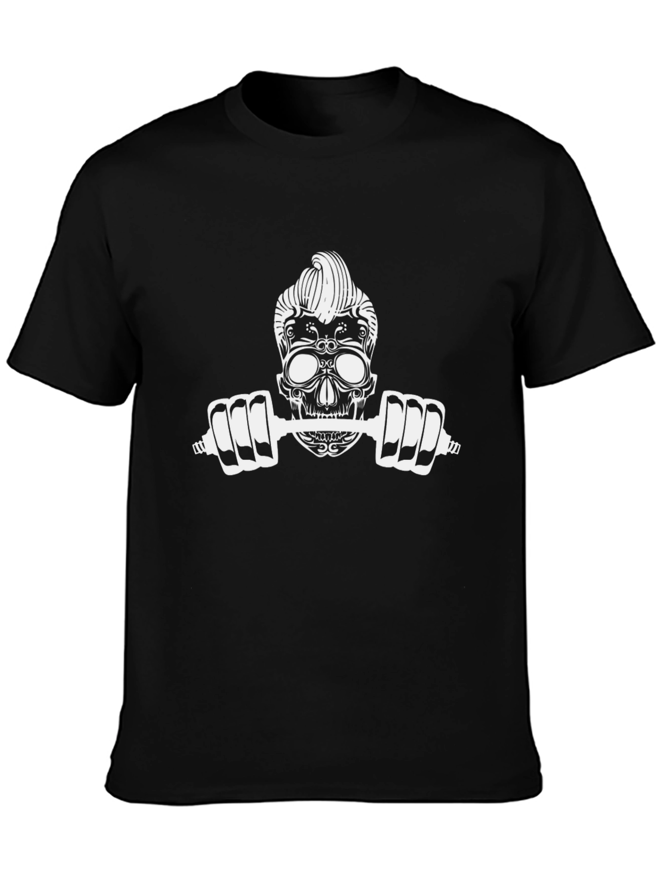 Skull Dumbbell Graphic Tee - Black