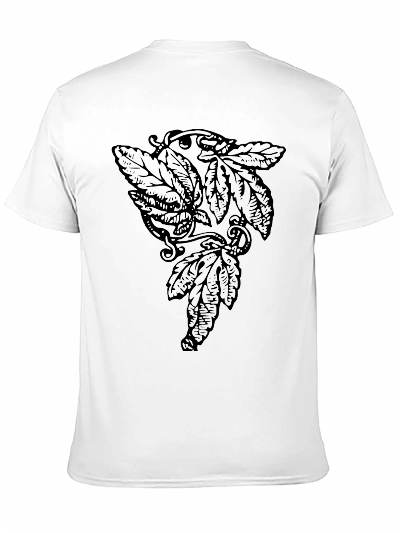 Botanical Leaf Design Black T-Shirt