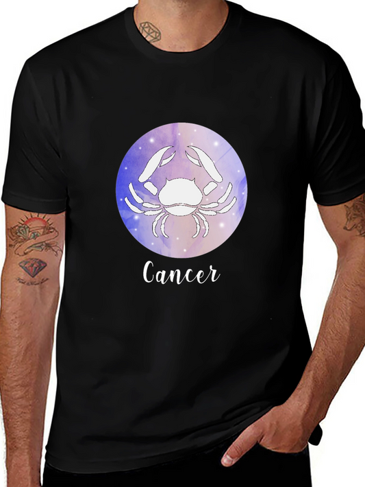 Cancer Zodiac Graphic Tee - Black