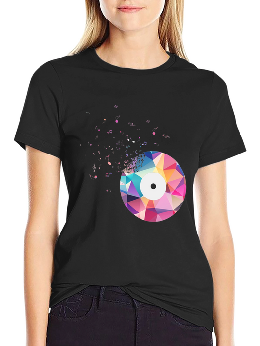 Geometric Vinyl Record Graphic Tee - Mens Black T-Shirt