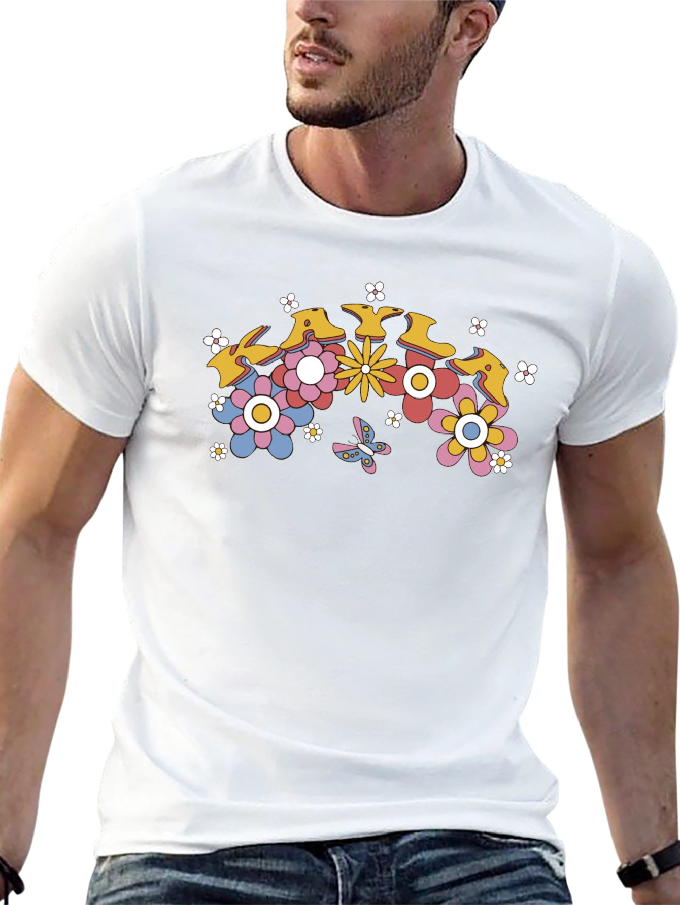 Retro Floral Graphic T-Shirt - Black Cotton Tee
