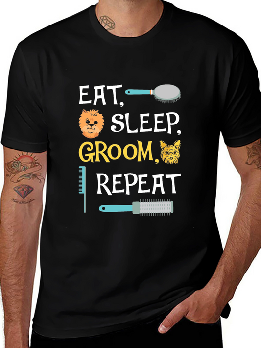 Eat Sleep Groom Repeat T-Shirt - Dog Groomer Tee