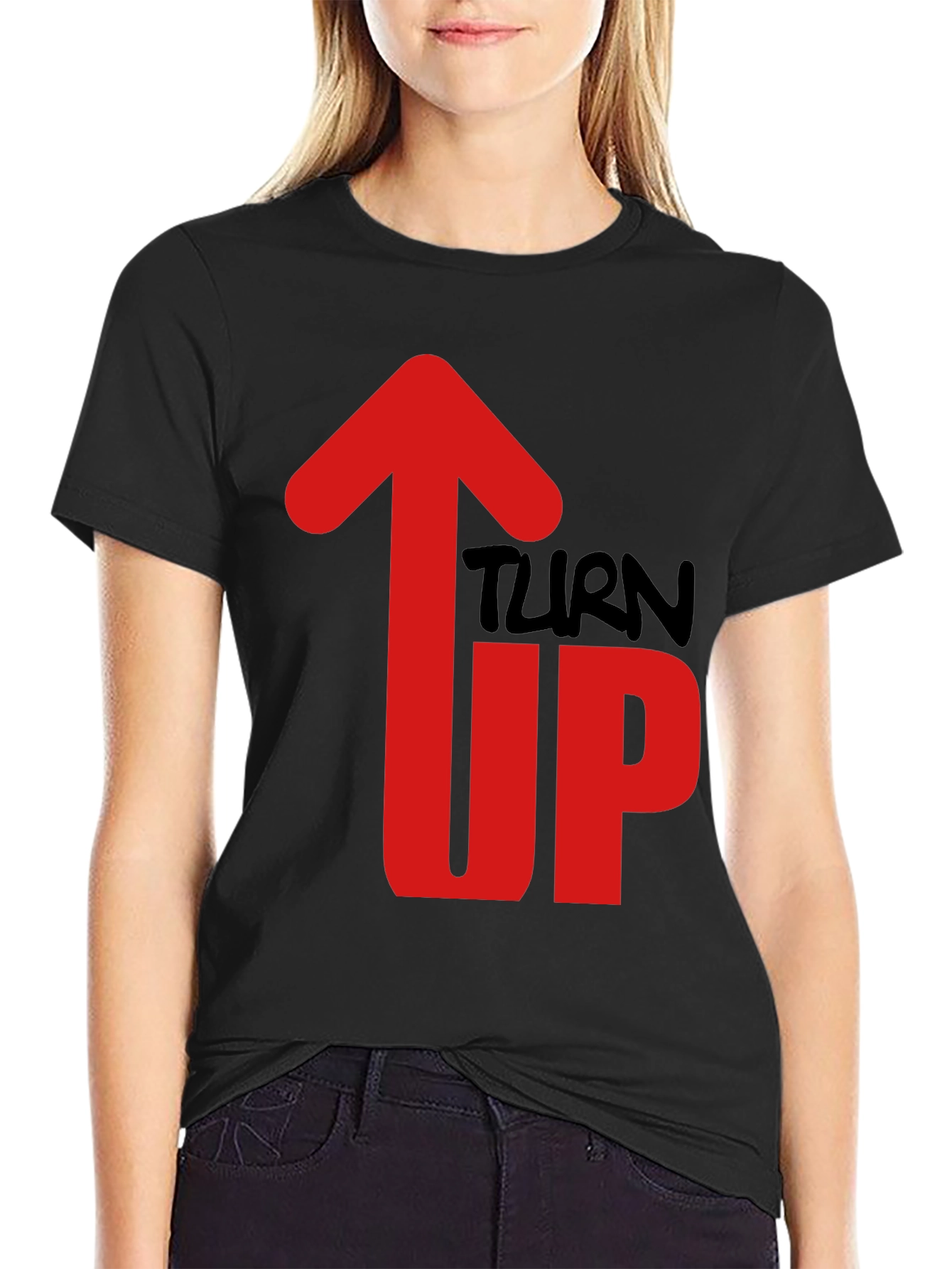 Turn Up Graphic Tee - Mens Black Cotton T-Shirt