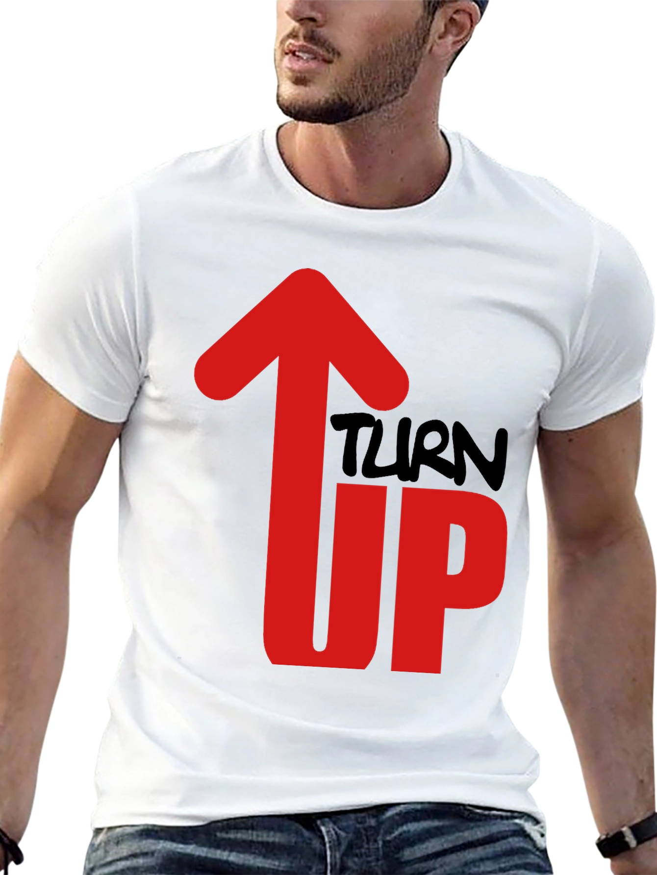 Turn Up Graphic Tee - Mens Black Cotton T-Shirt
