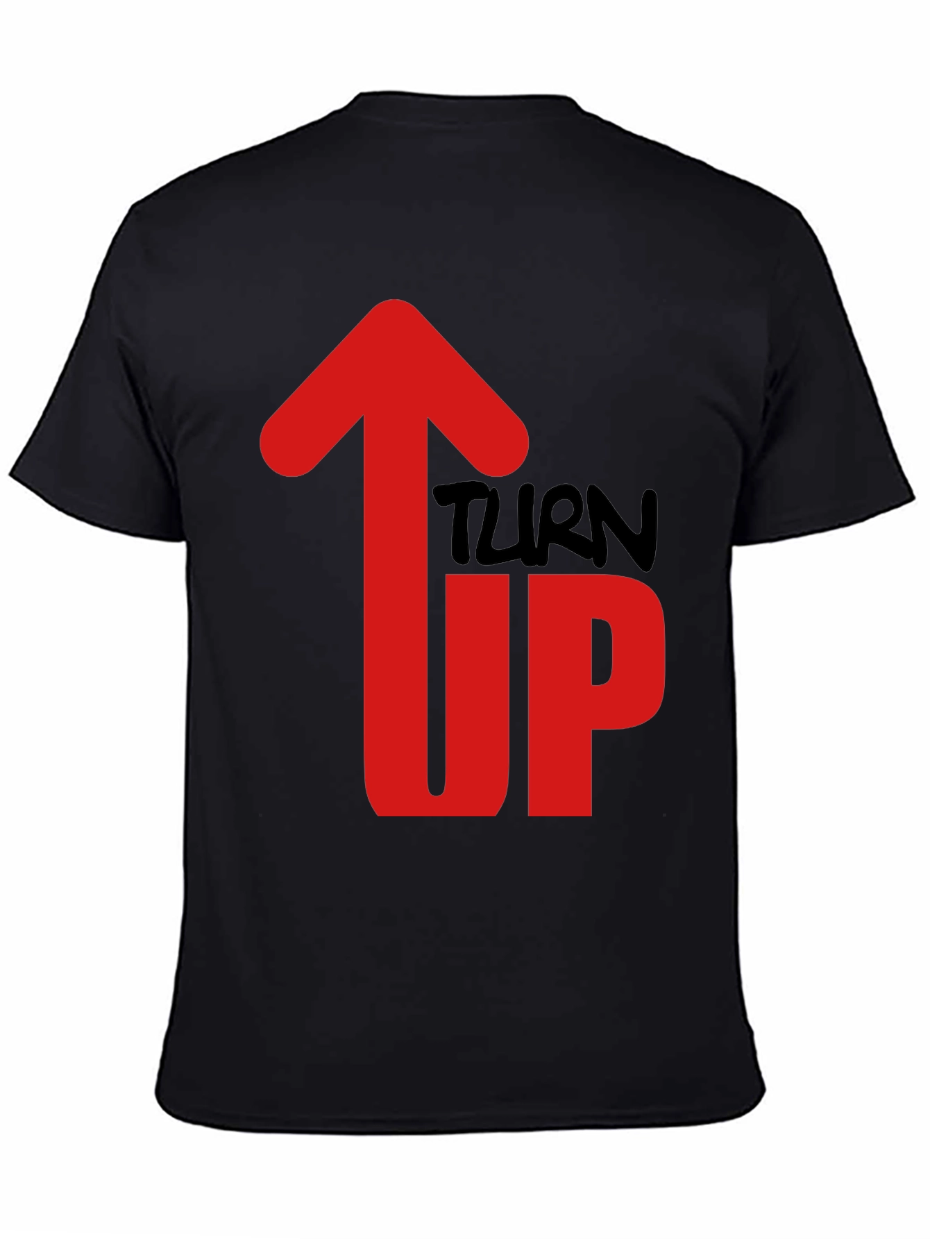 Turn Up Graphic Tee - Mens Black Cotton T-Shirt