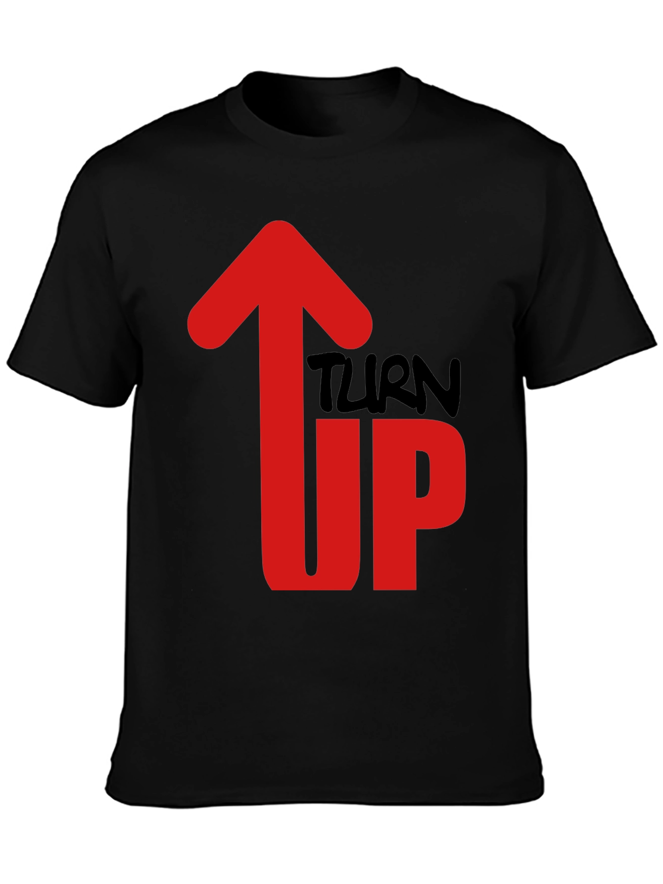 Turn Up Graphic Tee - Mens Black Cotton T-Shirt