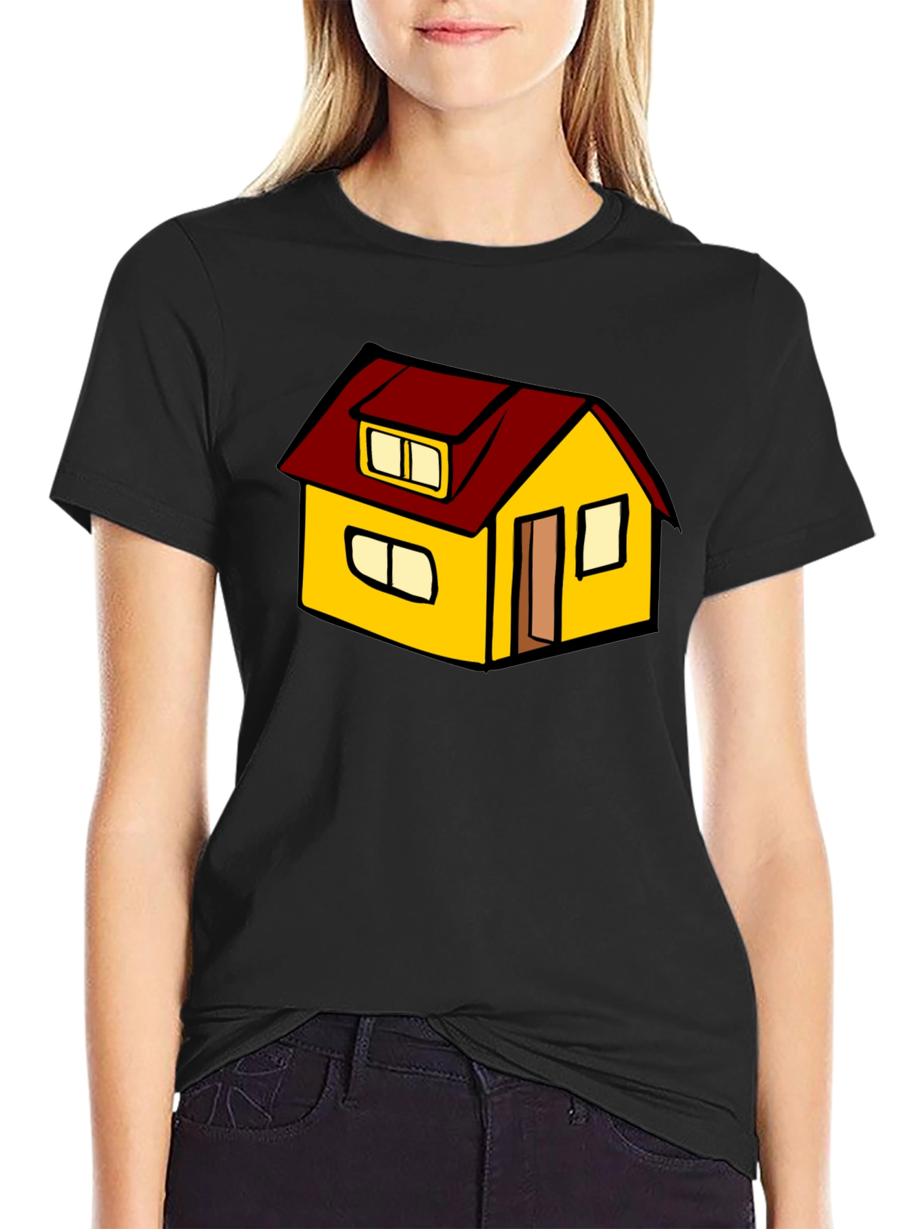Cute Cartoon House Graphic T-Shirt