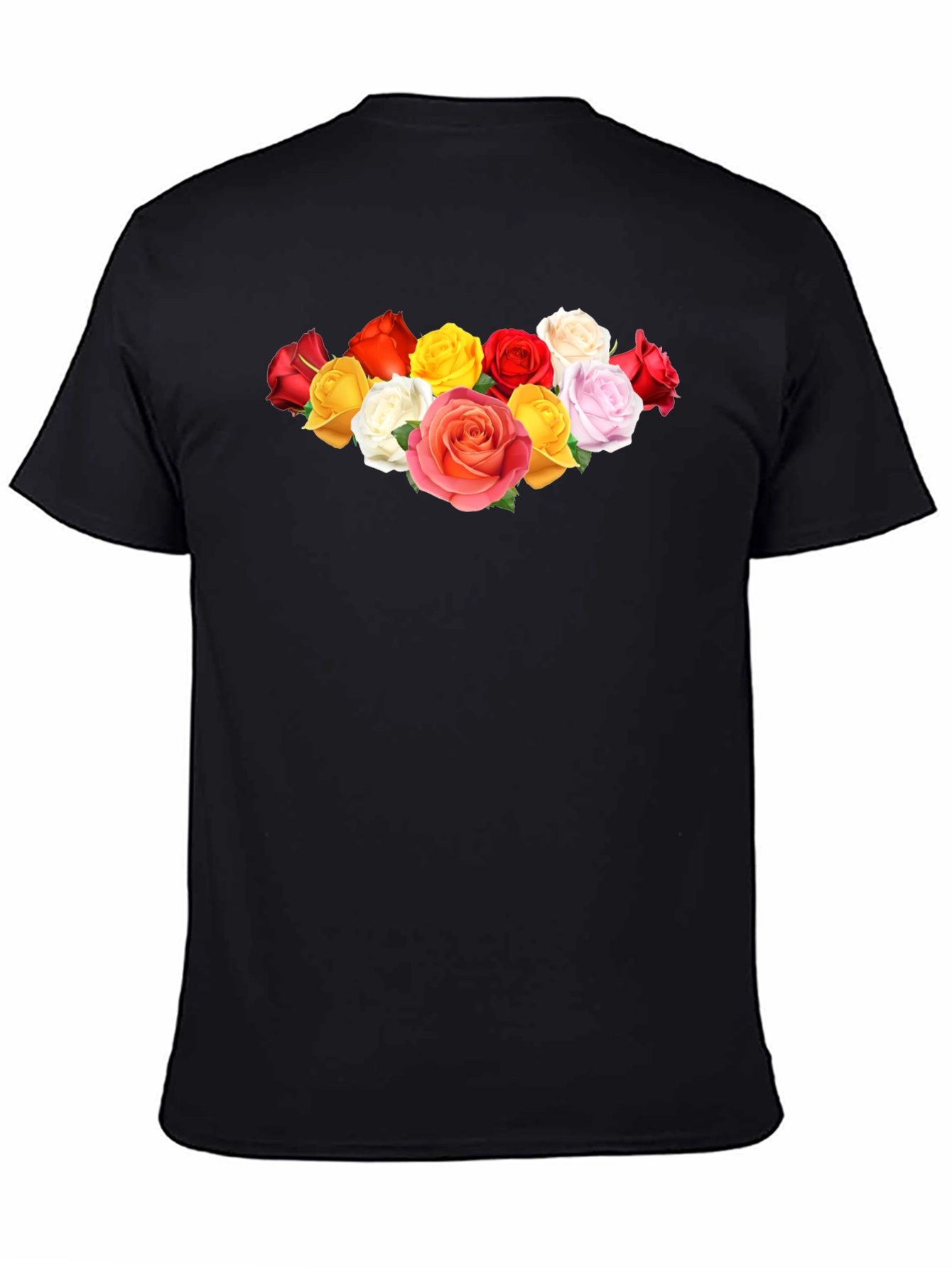 Floral Rose Graphic Black Tee