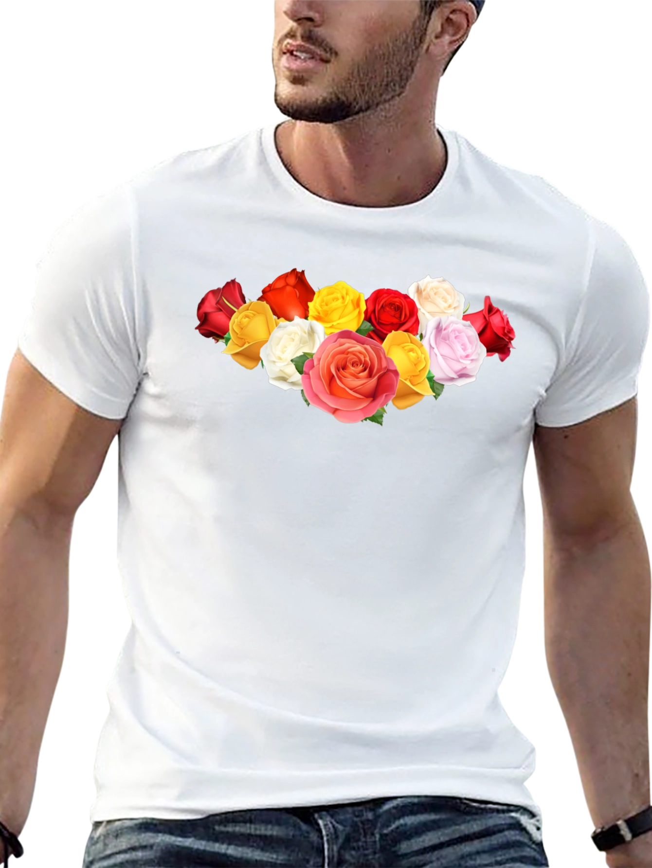 Floral Rose Graphic Black Tee