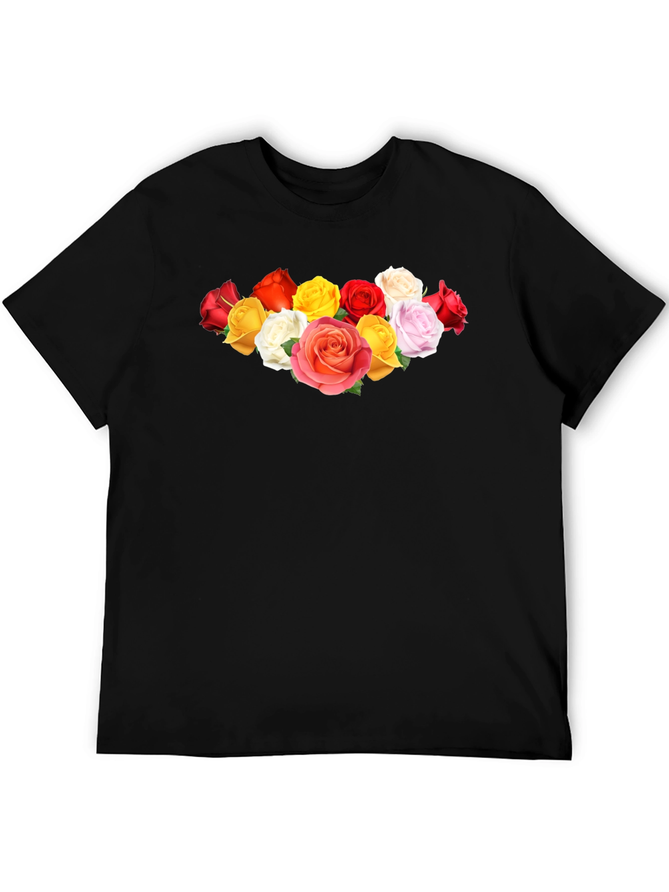 Floral Rose Graphic Black Tee