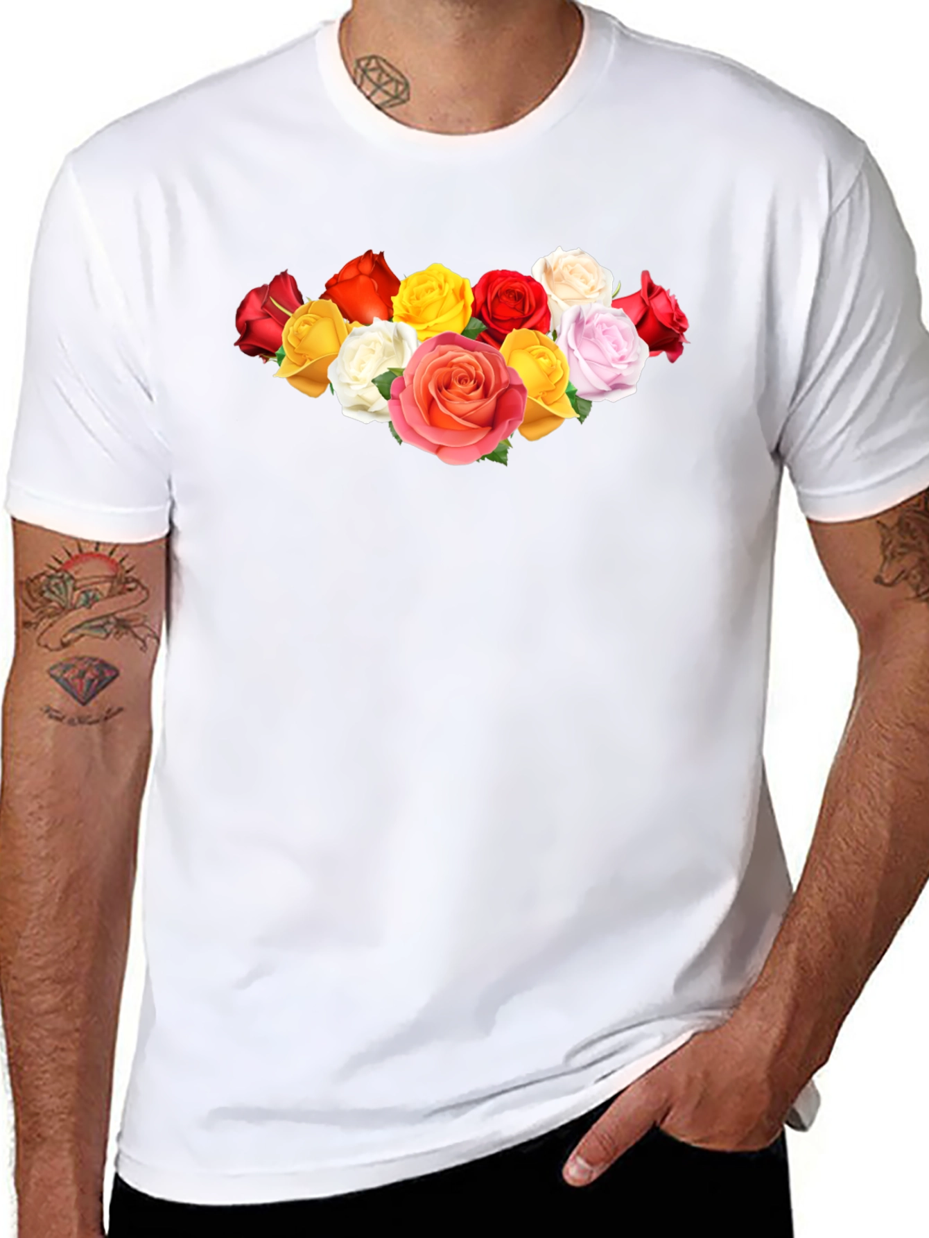 Floral Rose Graphic Black Tee