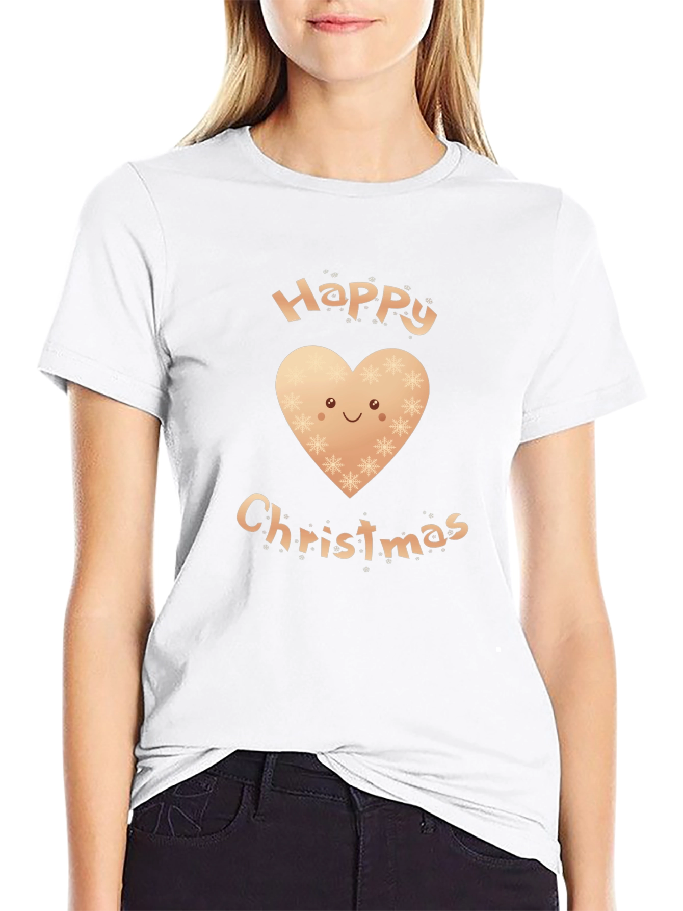 Festive Happy Christmas Heart Graphic T-Shirt