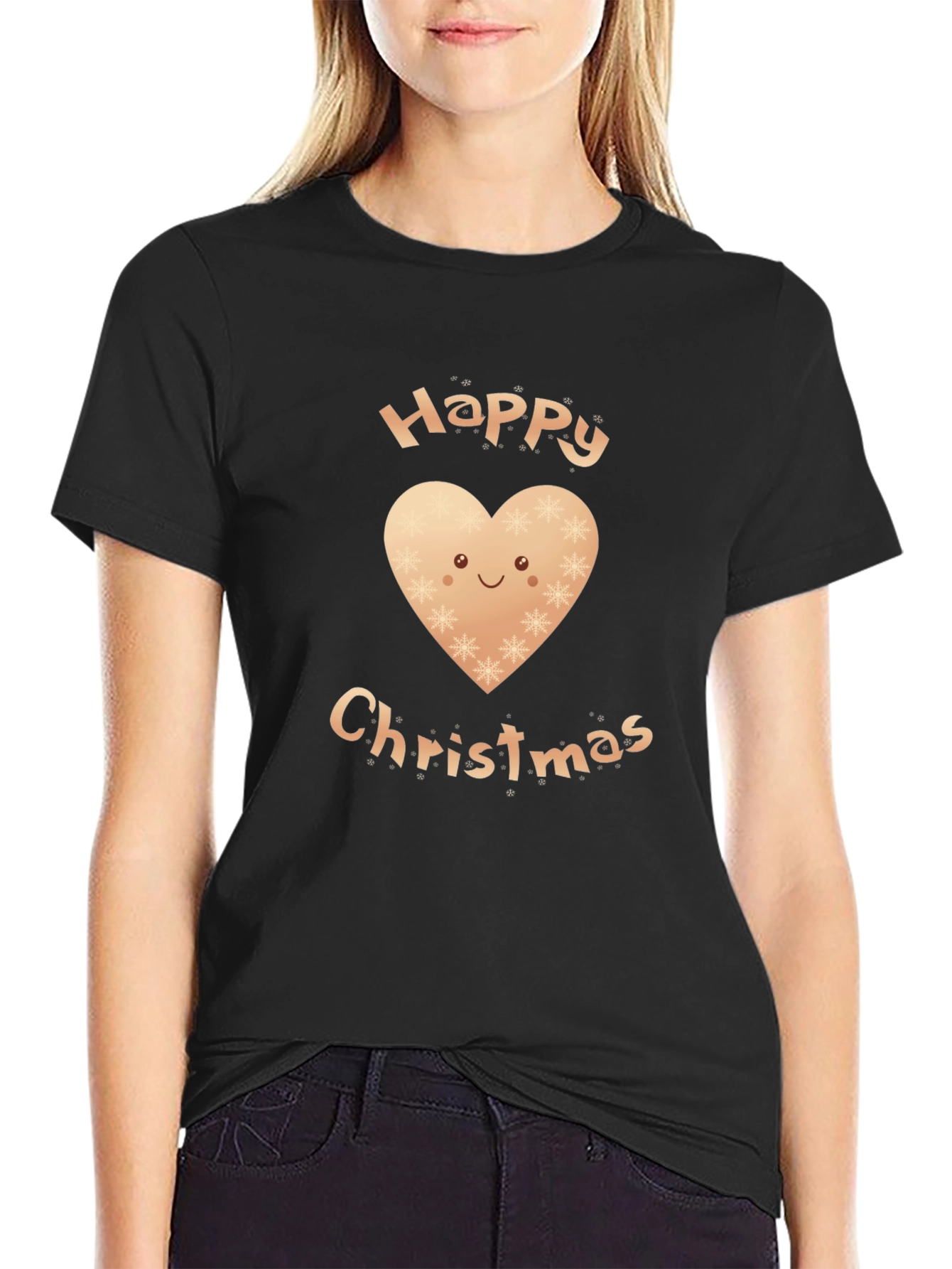Festive Happy Christmas Heart Graphic T-Shirt