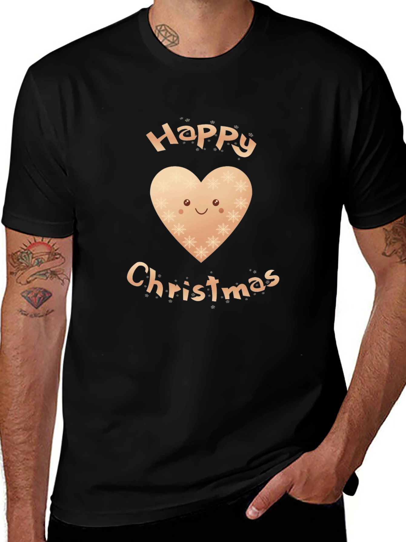 Festive Happy Christmas Heart Graphic T-Shirt