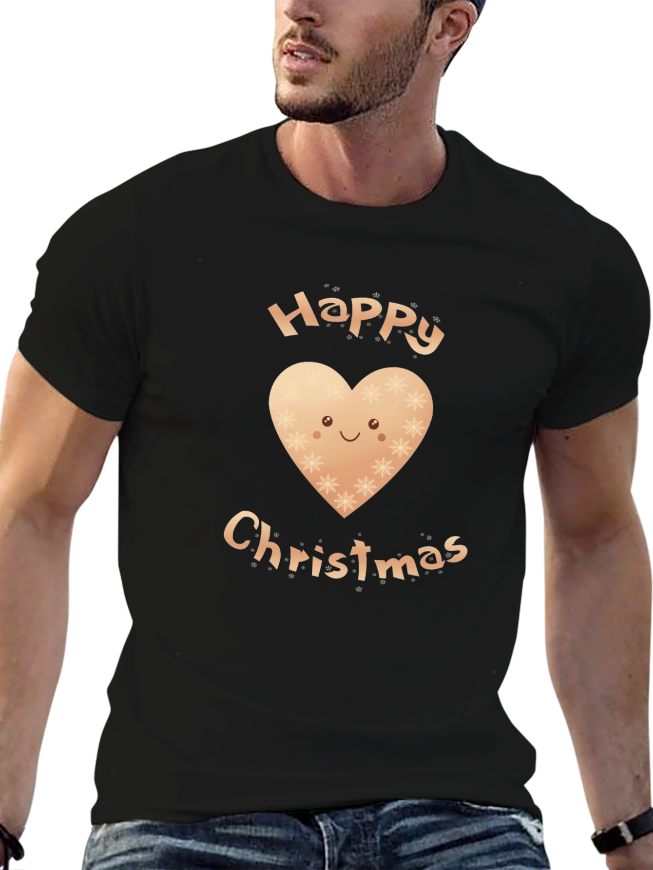 Festive Happy Christmas Heart Graphic T-Shirt