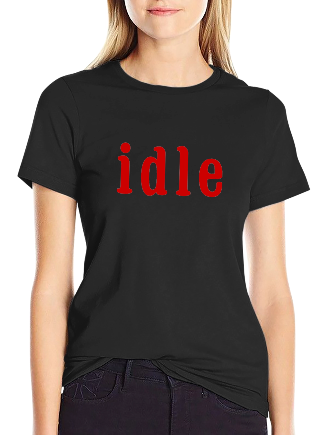 Idle T-Shirt - Red Text on Black