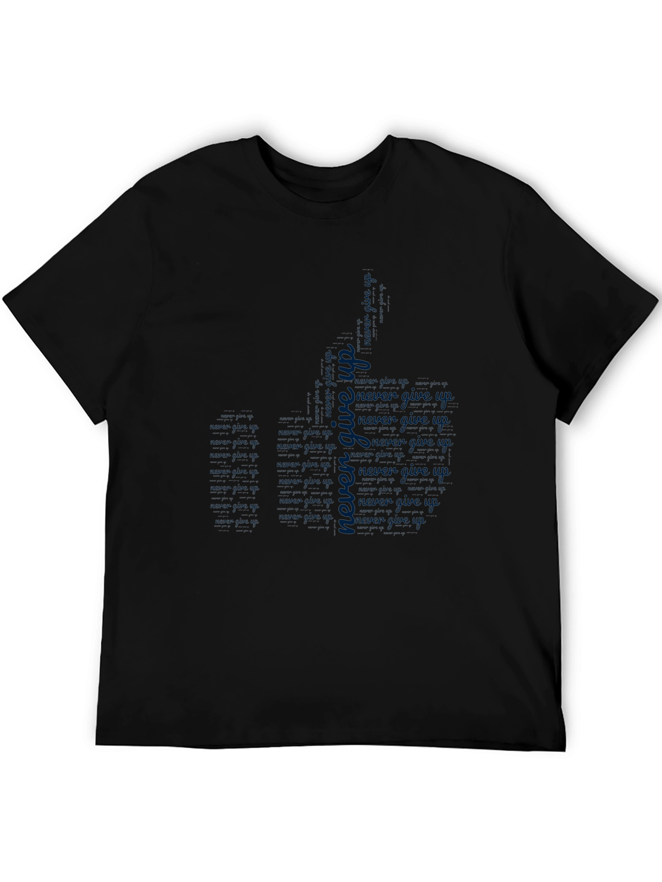 Never Give Up Black Graphic Tee