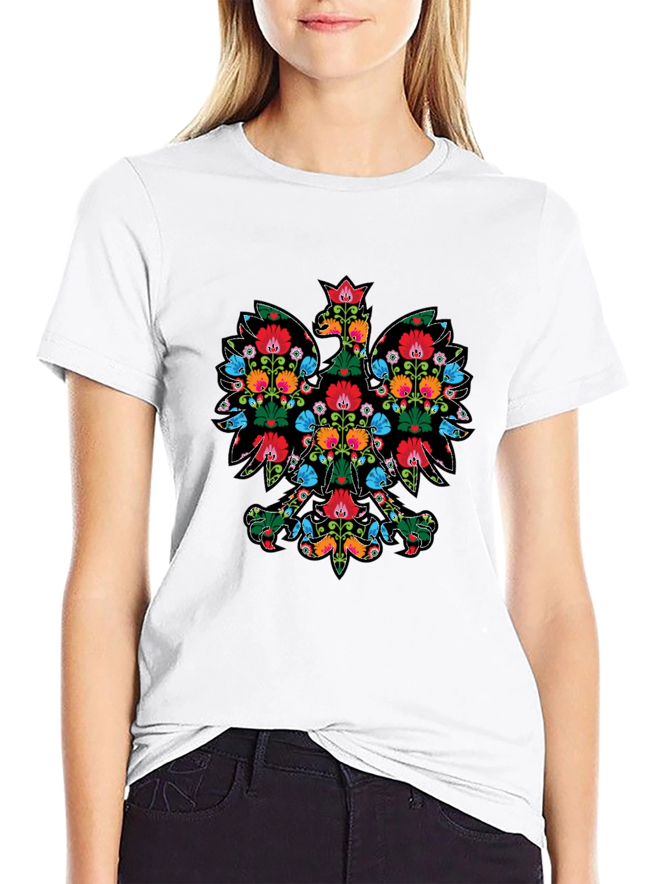 Floral Eagle Graphic T-Shirt - Unique Design