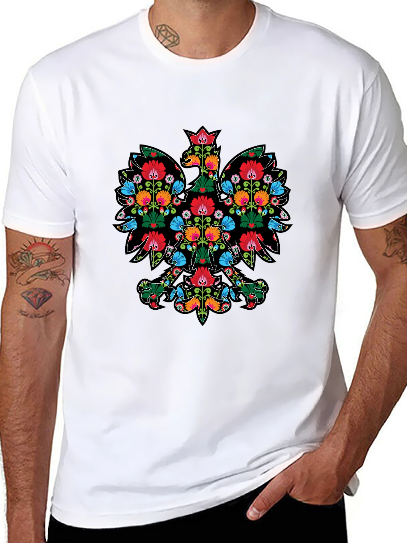 Floral Eagle Graphic T-Shirt - Unique Design