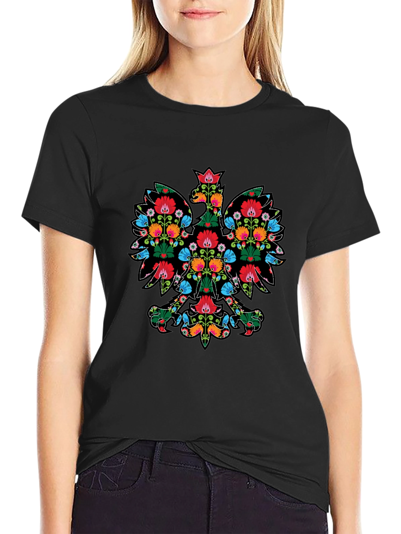 Floral Eagle Graphic T-Shirt - Unique Design