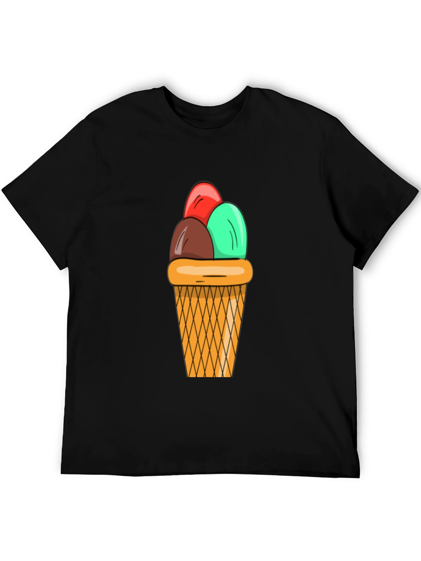 Ice Cream Cone Graphic Tee - Black T-Shirt