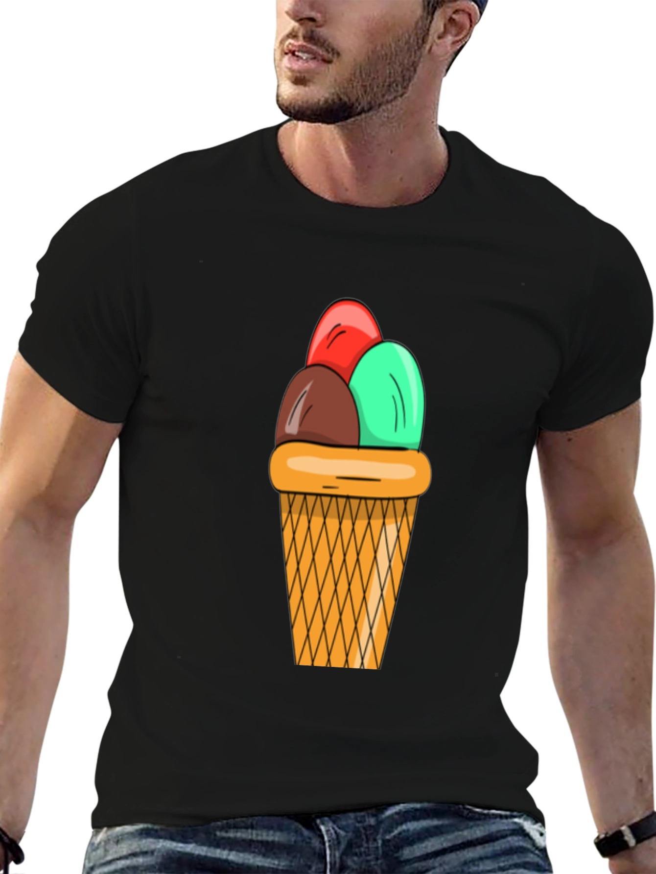 Ice Cream Cone Graphic Tee - Black T-Shirt