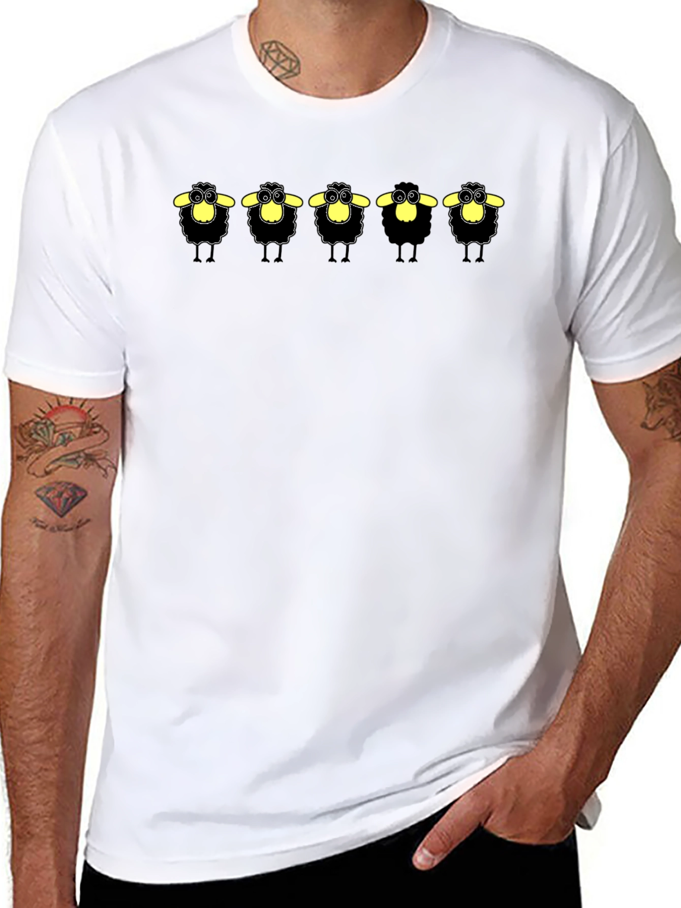 Black Sheep Cartoon Graphic T-Shirt