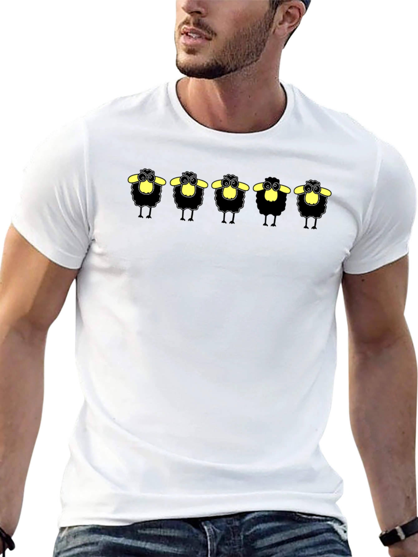 Black Sheep Cartoon Graphic T-Shirt
