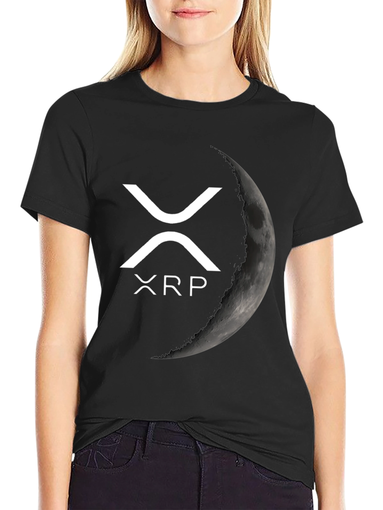 Ripple XRP Moon Crypto T-Shirt - Black