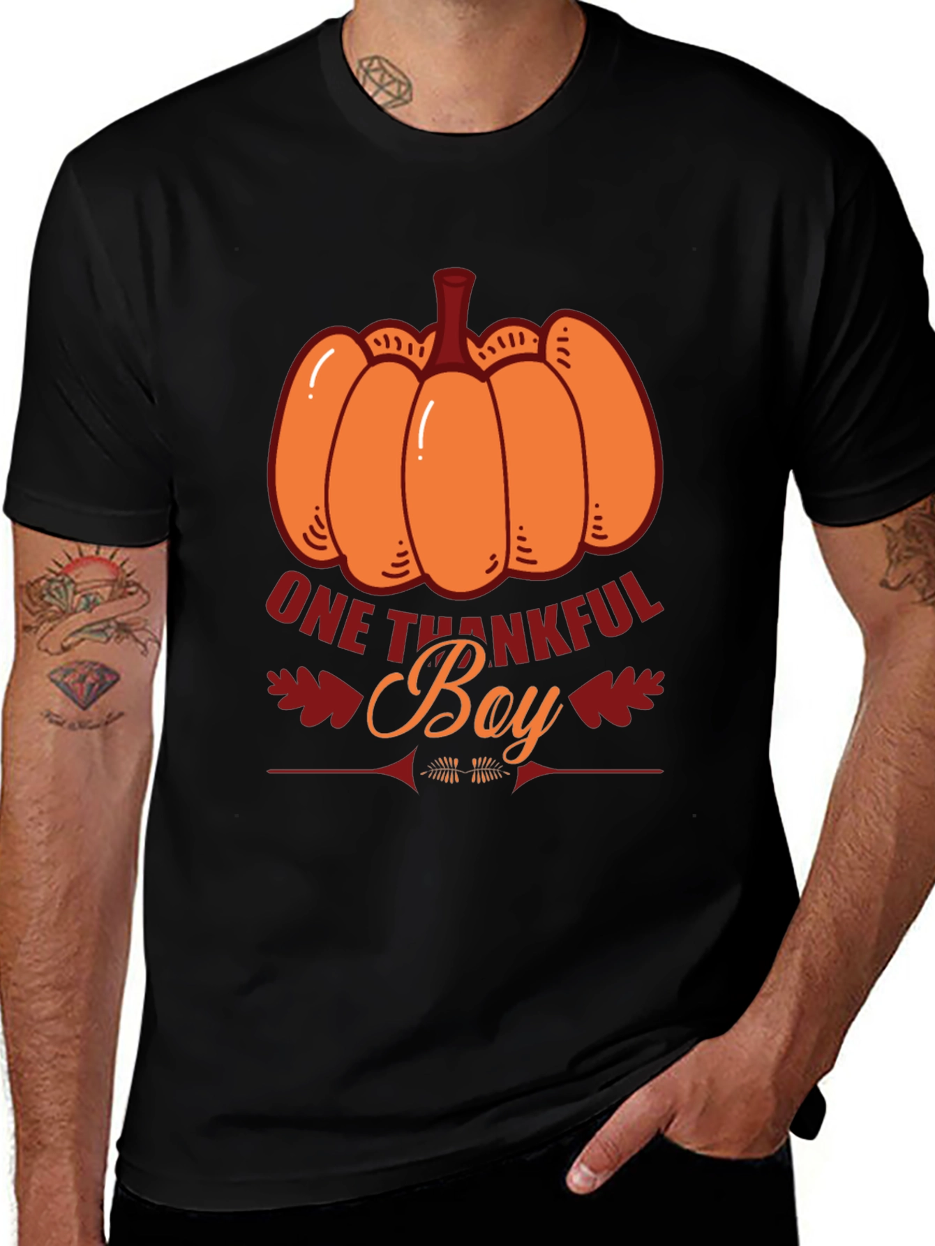 One Thankful Boy T-Shirt - Thanksgiving Pumpkin