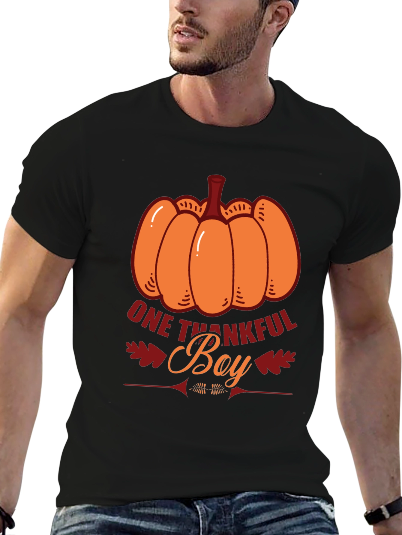 One Thankful Boy T-Shirt - Thanksgiving Pumpkin