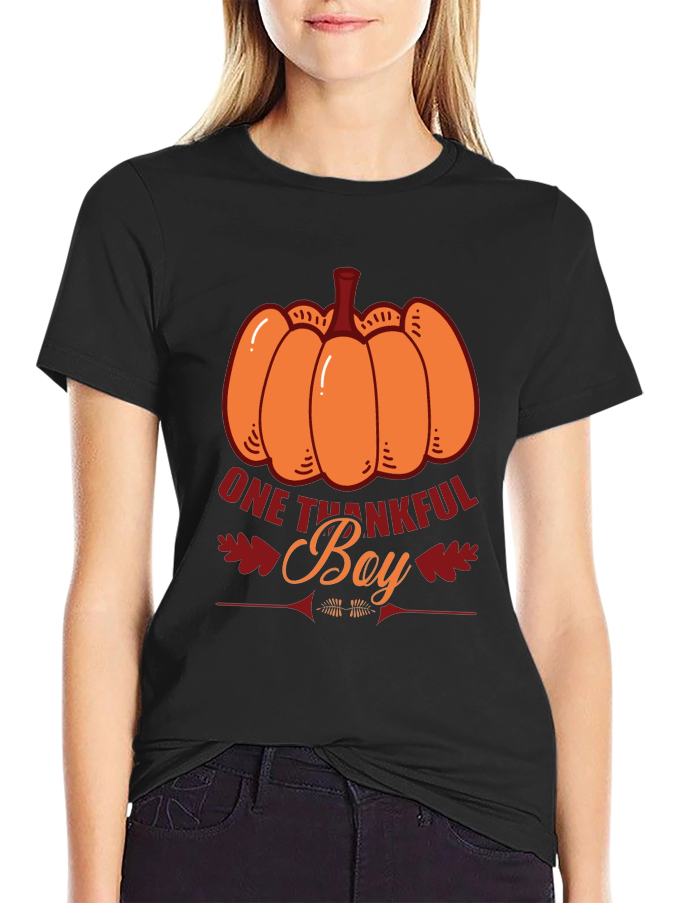 One Thankful Boy T-Shirt - Thanksgiving Pumpkin