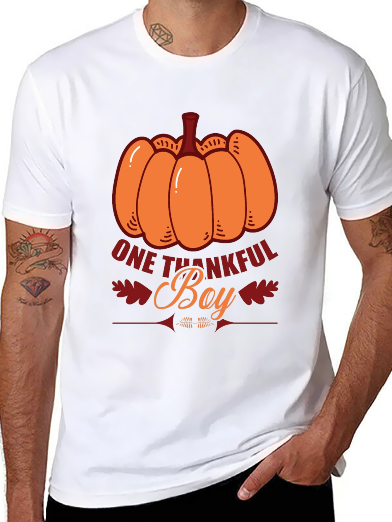 One Thankful Boy T-Shirt - Thanksgiving Pumpkin