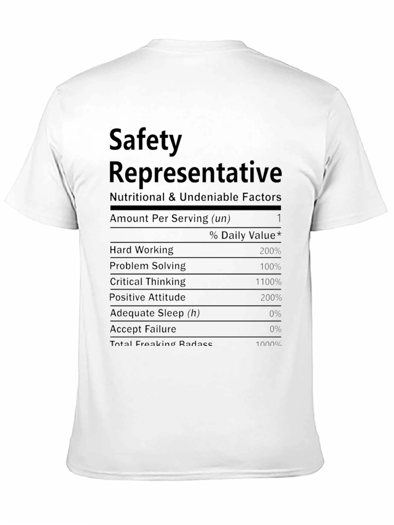 Safety Representative Nutrition Facts T-Shirt