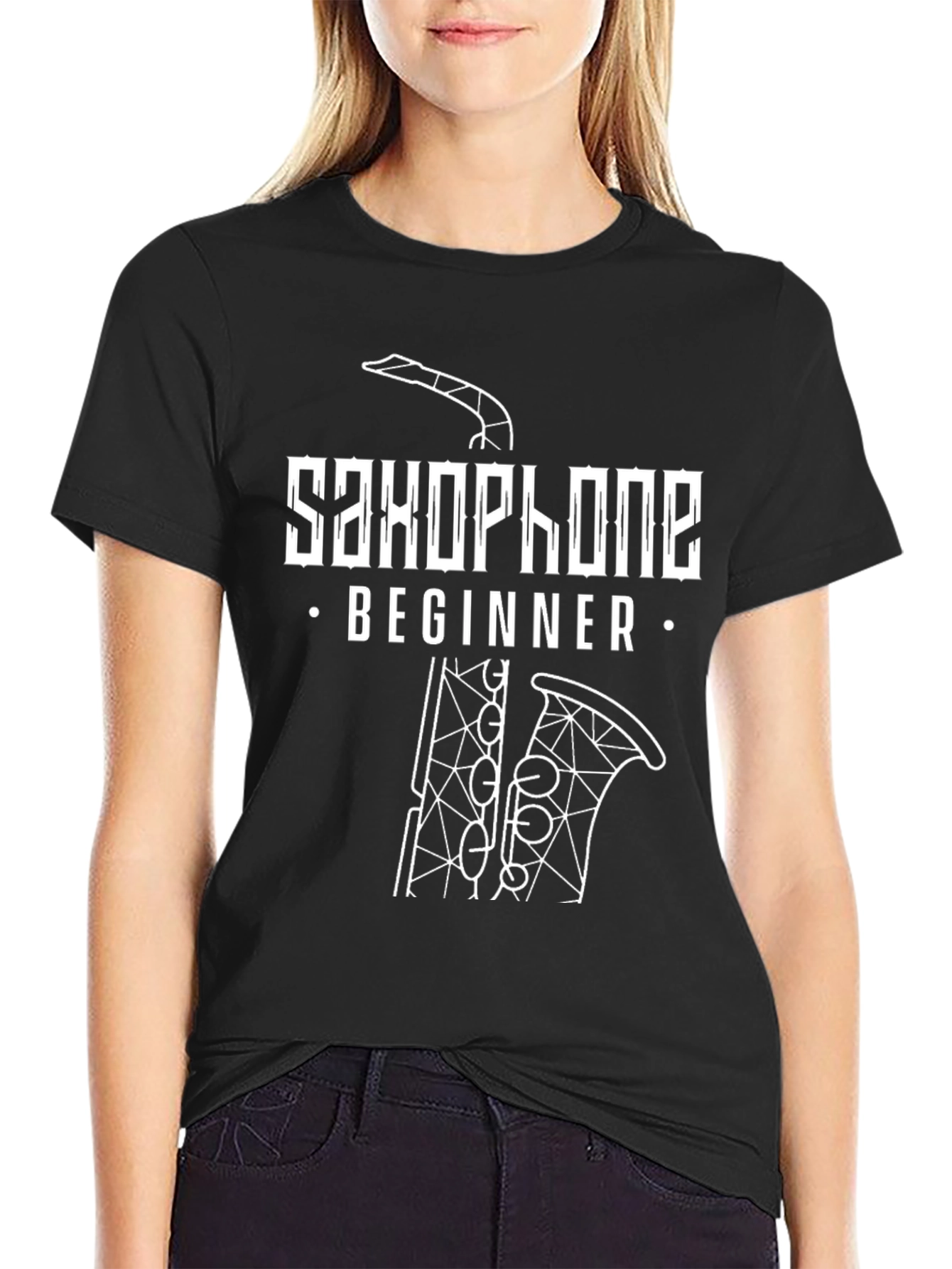 Saxophone Beginner Graphic T-Shirt - Black