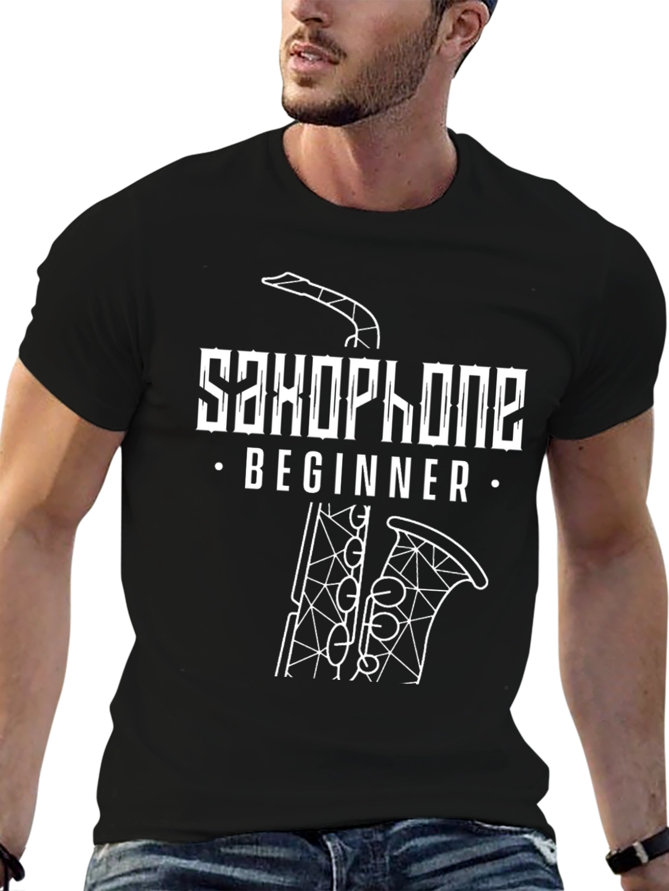 Saxophone Beginner Graphic T-Shirt - Black