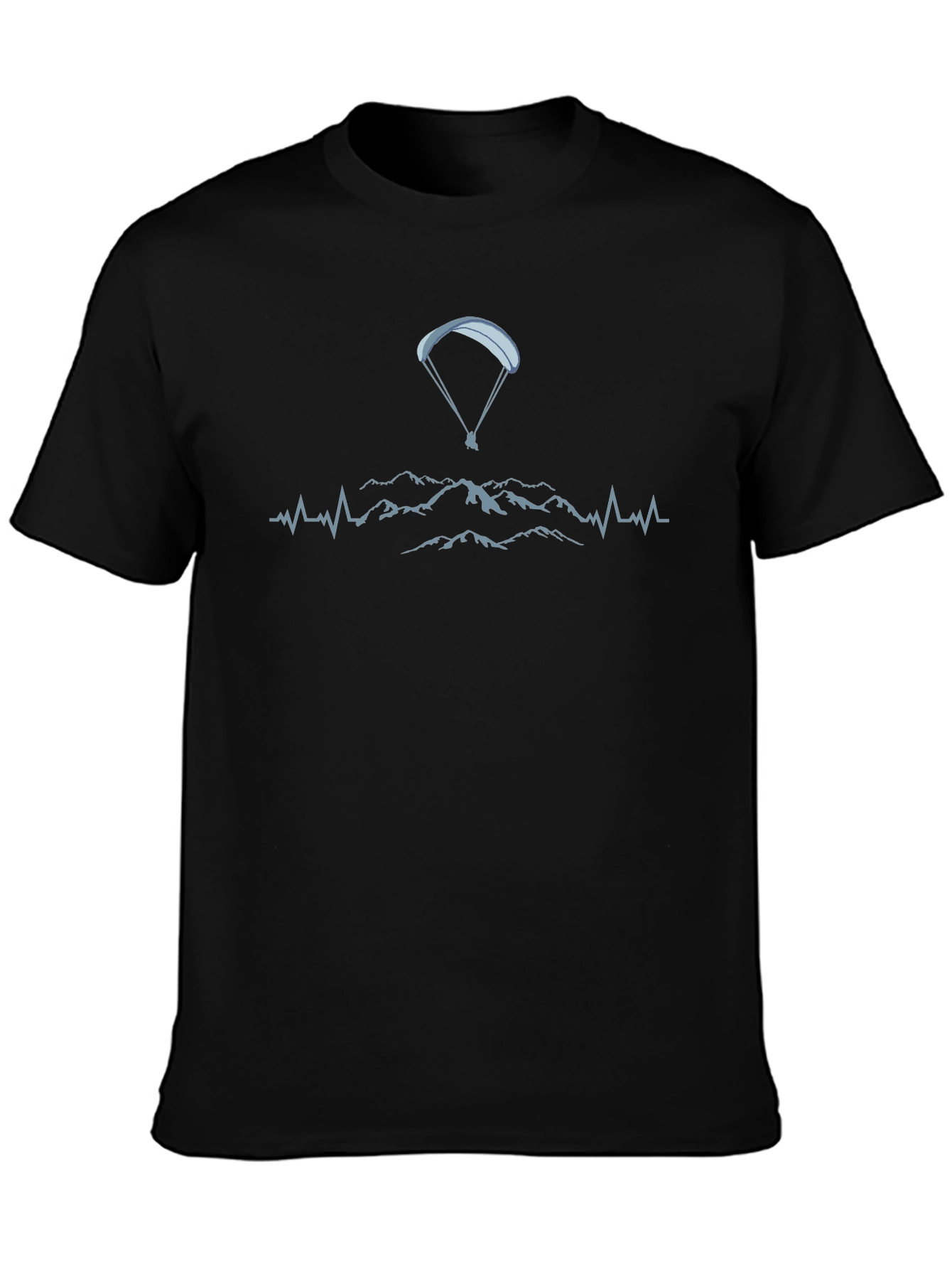 Paragliding Mountain Heartbeat T-Shirt - Black