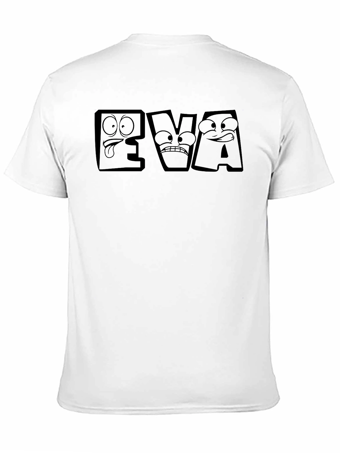 EVA Funny Cartoon Face Black T-Shirt