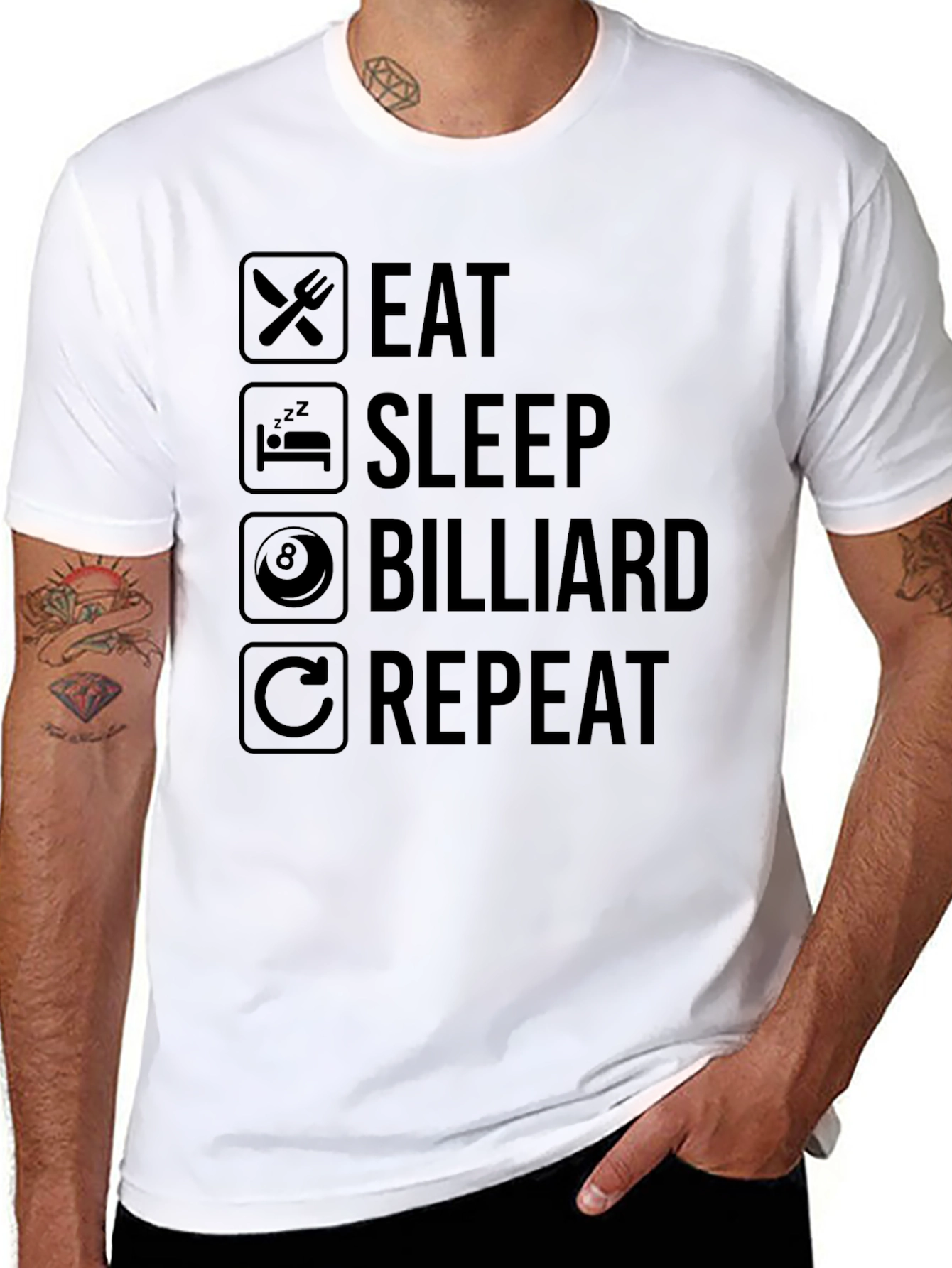Eat Sleep Billiard Repeat Black T-Shirt