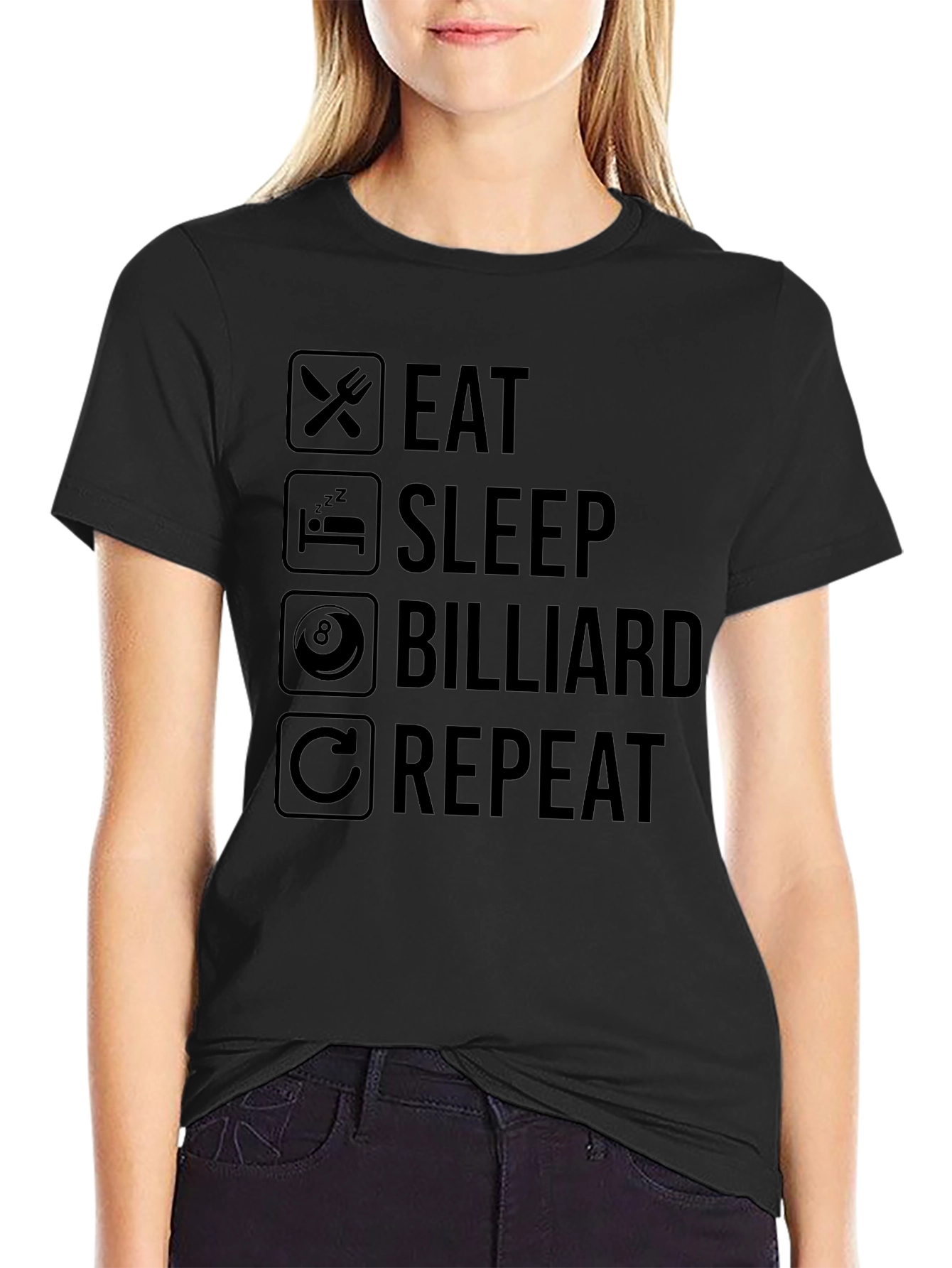 Eat Sleep Billiard Repeat Black T-Shirt