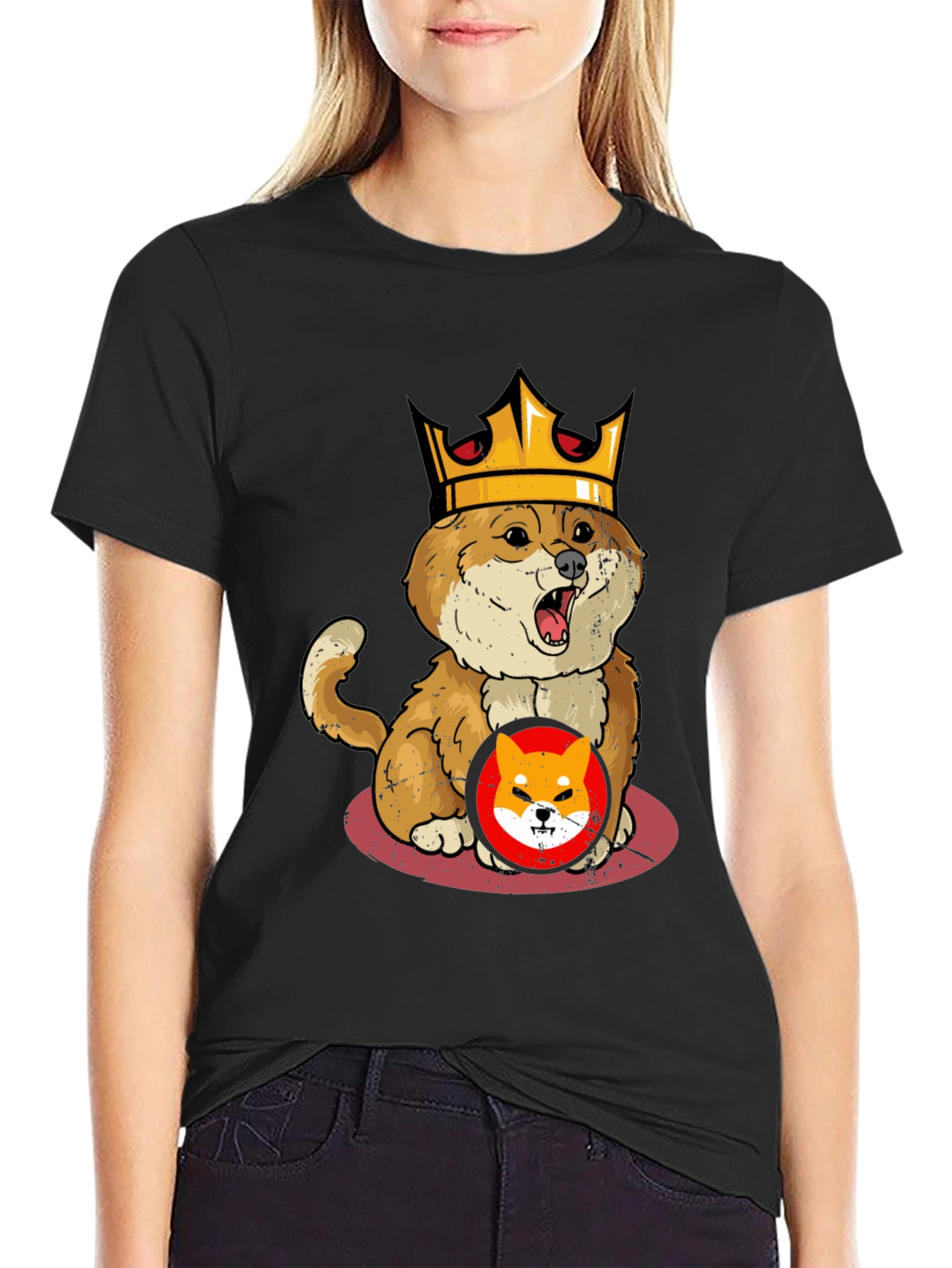 Shiba Inu King T-Shirt - Crypto Doge Crown Tee