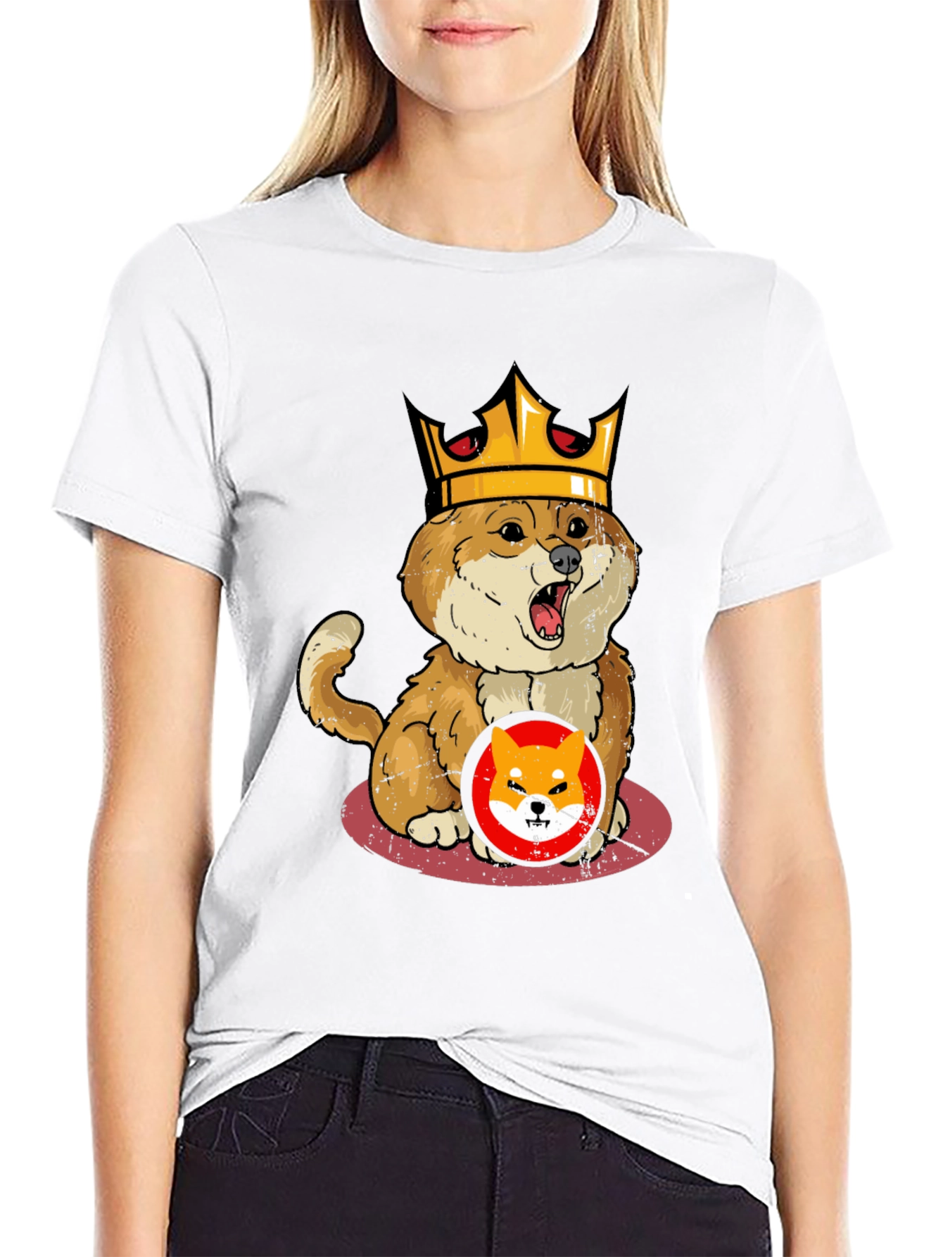 Shiba Inu King T-Shirt - Crypto Doge Crown Tee